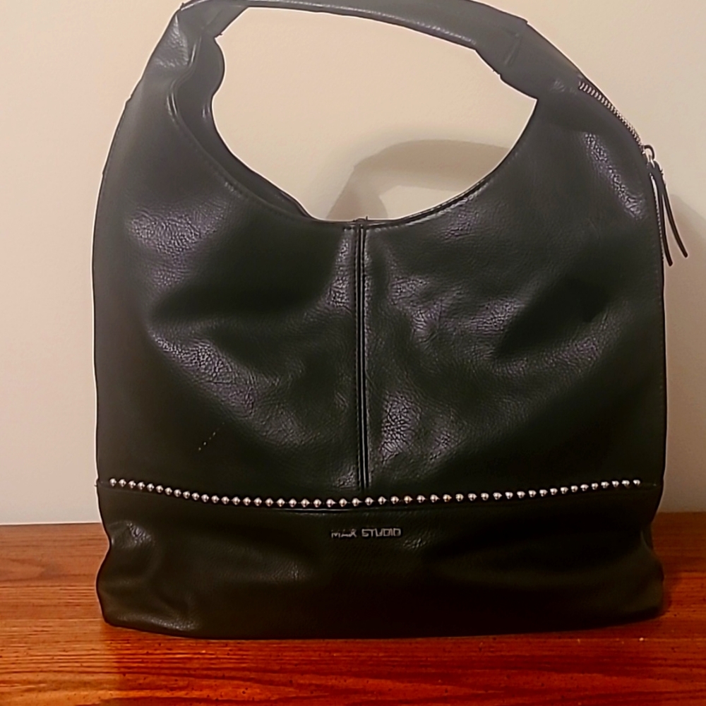 Max Studio Purse, Black with silver zipper and studs.